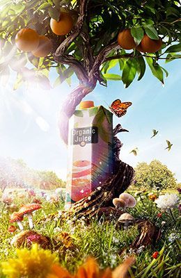 有機橙汁PS創意合成廣告設計欣賞